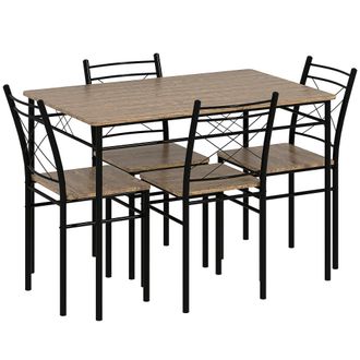 HOMCOM 5 Piece Dining Table and Chairs Set - Space Saving - Oak | TJ Hughes