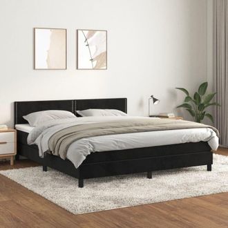 vidaXL Cama Box Spring Con Colch&oacute;n Terciopelo Negro 160x200 Cm Vidaxl