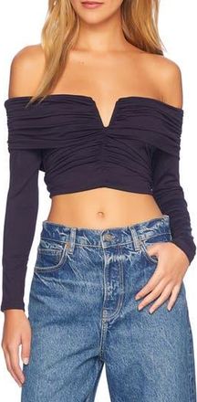 Susana Monaco Off the Shoulder V-Wire Knit Top in Midnight at Nordstrom Rack, Size X-Small