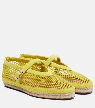 Alaia Ala&iuml;a Fishnet suede-trimmed espadrilles