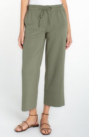 Liverpool L.A. Tie Waist Ankle Wide Leg Pants in Martini Olive at Nordstrom, Size X-Small P