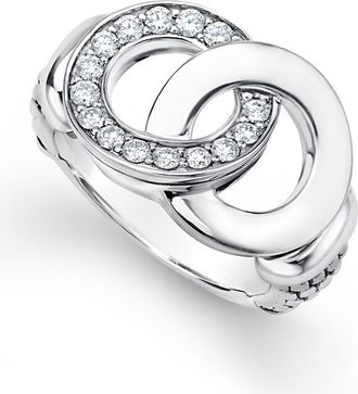Lagos Signature Caviar Interlocking Diamond Ring in Silver at Nordstrom, Size 5