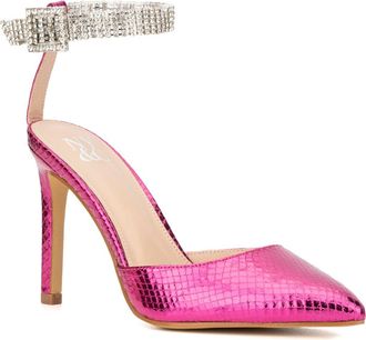 New York & Company Mallory Embellished Ankle Strap Pump in Pink at Nordstrom Rack, Size 6.5