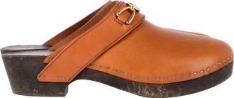 Celine Pre-owned Womens Les Bois Clogs in Brown Calfskin Leather - Mocha - Size EU 39