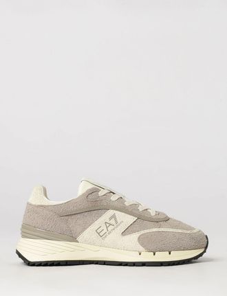 Emporio Armani Sneakers low top in pelle scamosciata bicolore con logo stampato