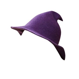 Generic Cocila Deals Autumn and Winter Halloween Hat Pointed Top Solid Color Funny Big Brim Knitted Hat Holiday Women Chemo Caps for Women UK Bonnet Curly Hai