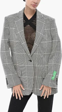 Off-white FORMAL Blazer TOMBOY con Motivo Pied de Poule Off-White