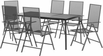 vidaXL 7 Piece Garden Dining Set Anthracite Steel Vidaxl