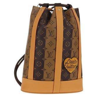 Louis Vuitton Nigo Randonnee Backpack Limited Edition Stripes Monogram Canvas Brown Canvas Backpack Bag (Pre-Owned)
