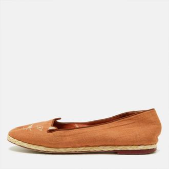 Charlotte Olympia Brown Canvas Espadrilles Flats