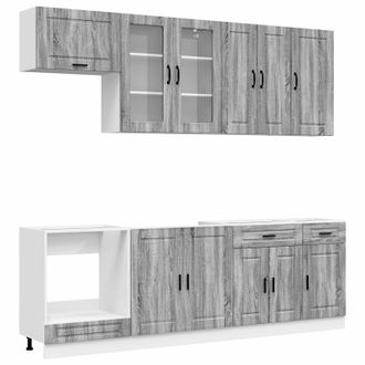vidaXL Unidad De Cocina Porto 8 Uds. Sonoma Gris Madera De Ingenier&iacute;a Vidaxl