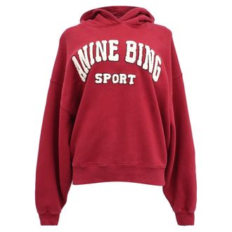 Anine Bing Alec Hoodie in Red Cotton