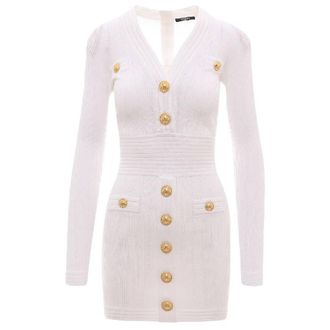 Balmain V Neck Knitted Dress, Brand Size 38 (US Size 6)