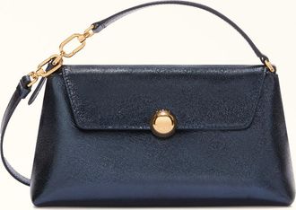 Furla Sfera Soft Mini Bag Grigio Blu Piuma Metal Calf Leather Woman