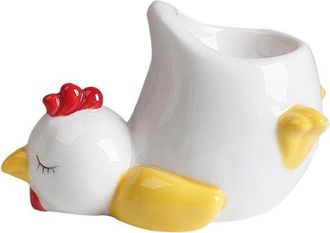 OEM Juego De Hueveras - Pollo Y Pato - Presentaci&oacute;n Para El Desayuno - Cer&aacute;mica Con Forma - 9,4 X 10,8 Cm - Blanco