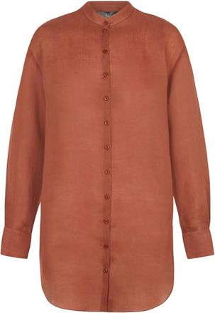 Cortana Rode Ramie Oversized Blouse - Dames - Overhemden - Rood - XS - Overhemden