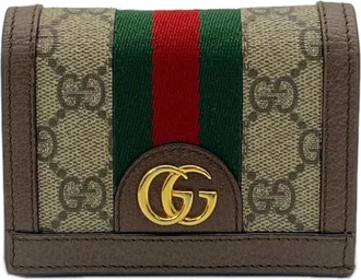 Gucci Ophidia Beige Brown Multi-Color Coated Canvas Leather Wallet (Bi-Fold) (Pre-Owned)