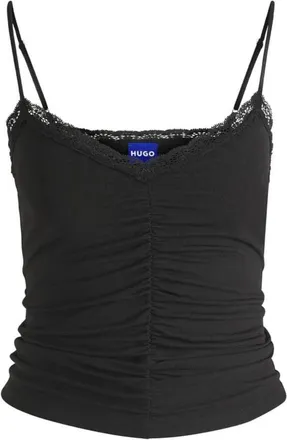 HUGO BOSS Tops, Dames, Zwart, S, Katoen, Dames Top Dele_B Katoen Samenstelling