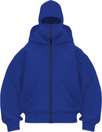 Generic Plus Size Hoodies for Men Uk,Full Zip Balaclava Hoodie with Pockets,Solid Color Loose Fit Casual Fashion Mens Sweatshirts,Thermal Long Sleeve Tops Men