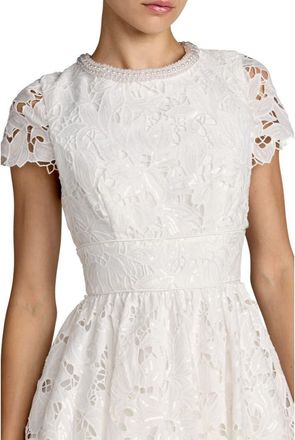 Mac Duggal Womens Lace Embellished Cap Sleeves A Line Midi Dress in Ivory at Nordstrom, Size 10