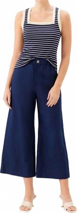 Fifteen Twenty Womens Mindy Contrast Tank Top In Navy With Cream