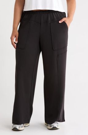 Wit & Wisdom Yoke Detail Wide Leg Scuba Pants in Black at Nordstrom, Size 3 X