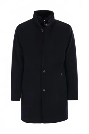 Moorer Mens Bond Button-Fastening Coat In Blue