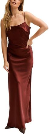 Lily And Lionel Roxy Spaghetti Strap Maxi Dress in Brown at Nordstrom, Size 10