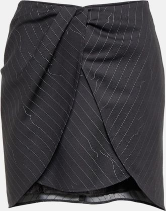 Off-white Pinstripe asymmetric wool blend miniskirt
