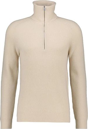 Profuomo Half Zip Pullover - Heren - Coltruien - Beige - L - Wol - Truien & Vesten