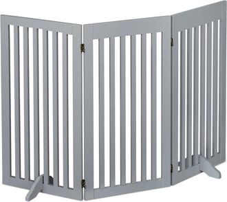 Relaxdays Relaxdays - Barrera Seguridad Perros, Valla Protectora Plegable, 92 X 154 Cm, Cerca Mascotas, Con Patas, Gris