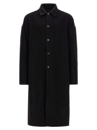 Rick Owens Black Wool Trench Coat