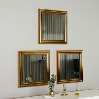 Dmora Espejo Ferno, Modular, Set De 3, Forma Rectangular, 40x40h Cm Oro