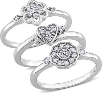 Delmar Set Of 3 Diamond Rings - 0.39ct. in Silver at Nordstrom Rack, Size 8