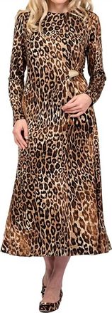 Scapa Long-Sleeve Dress With Clip Accessory In Animal Print