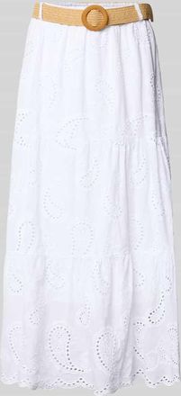Zabaione Midirock mit Lochstickerei und G&uuml;rtel Modell Mi44mii in Weiss, Gr&ouml;&szlig;e XXL