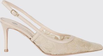 Roberto Festa Milano Slingback Game in pelle e nylon a rete con ricami floreali