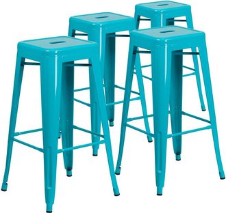 Flash Furniture 4 Pk. 30 High Backless Crystal Blue Indoor-Outdoor Barstool
