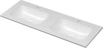 Bernacchini Aspekt wastafel - 120x45x1.5cm - 2 wasbakken - 2 kraangaten - porselein wit glans