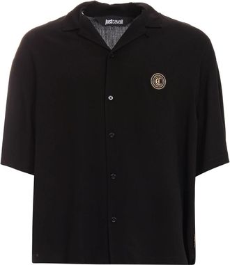 Just Cavalli Shirts - Heren - Korte mouwen Overhemden - Zwart - L - Overhemden