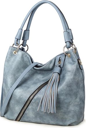 Generic Womens Leather Handbag Classic Leather Top-handle Bags Casual Hobo Bag-Shoulder Bag with Side Pockets, Shopping, Work, 2026 (Blue,One Size)