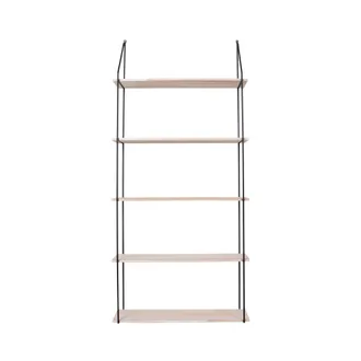 House Nordic Estante de pared de metal y madera 65x17xH145cm -Madera ligera y negra