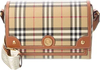 Burberry Note Check E-Canvas & Leather Crossbody