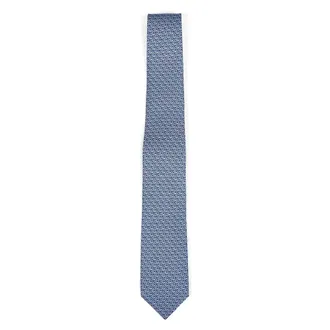 Ferragamo Ties, male, Blue, Size: ONE SIZE Gancini Circle Print Silk Tie