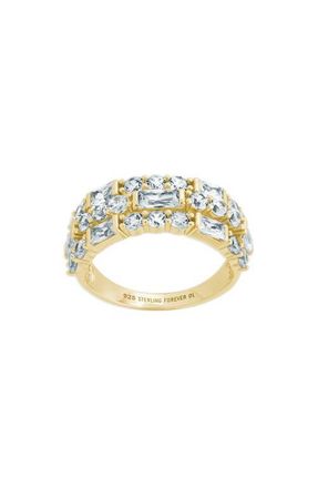 Sterling Forever Kornelia Three Row Eternity Band Ring in Gold at Nordstrom, Size 8