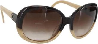 Chanel Pre-owned Accessories, female, Beige, Size: ONE SIZE Pre-owned Plastic Sunglasses