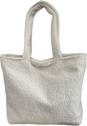 Generic Womens Plush Bags Large Capacity Plush Winter Women Lady Bag Solid Texture Simple Elegant Warm Comfortable Handbag Shoulder(White)