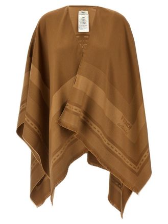 Fendi Brown Jacquard poncho