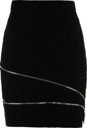 ADĀMO Andrea Adamo Geribbelde Kokerrok - Dames - Korte rokken - Zwart - M - Polyester - Rokken