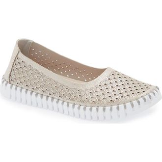 Ilse Jacobsen Tulipu Perforated Slip-On Sneaker in Silver at Nordstrom Rack, Size 9Us / 39Eu